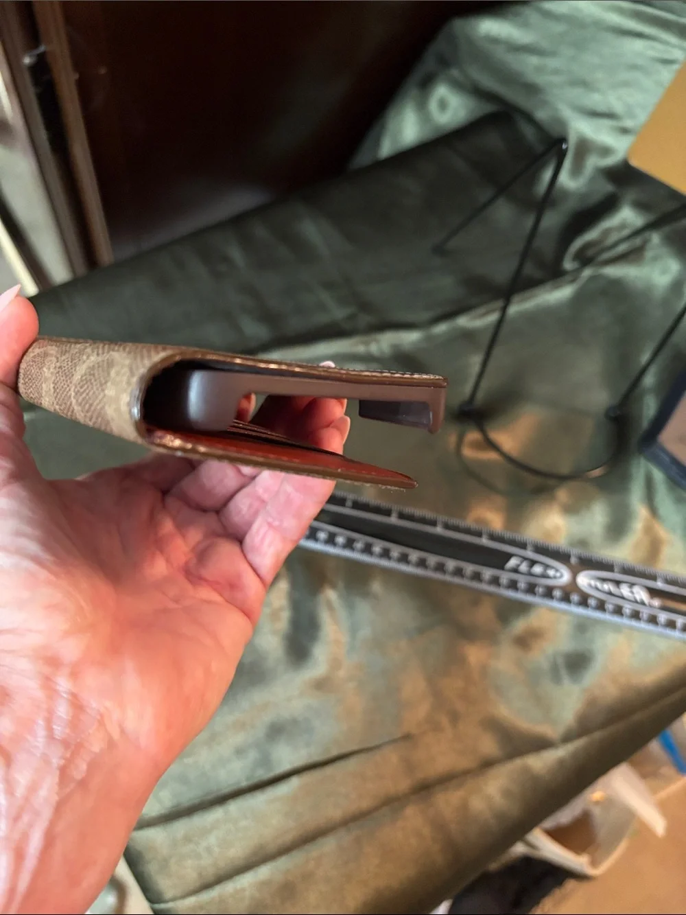 Coach Signature Folio Phone Case in Brown and Tan fits 16